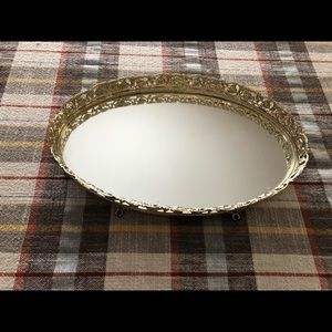 Vanity Mirrored Gold Tray, Vanity Tray, Vintage